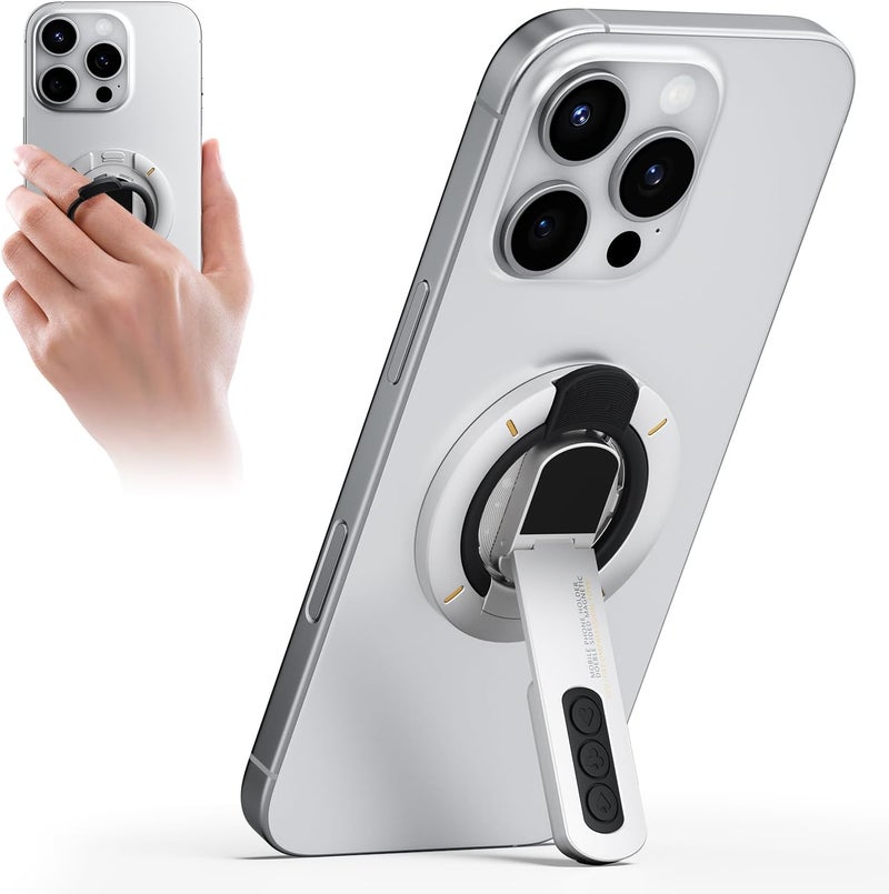 TODI for MagSafe Phone Grip Stand, 3-in-1 Magnetic Finger Ring Holder with Double-Sided Magnet, Fidget Toy Design, Magnetic Phone Stand for iPhone 16/15/14/13/12 Series (White) - Image 1